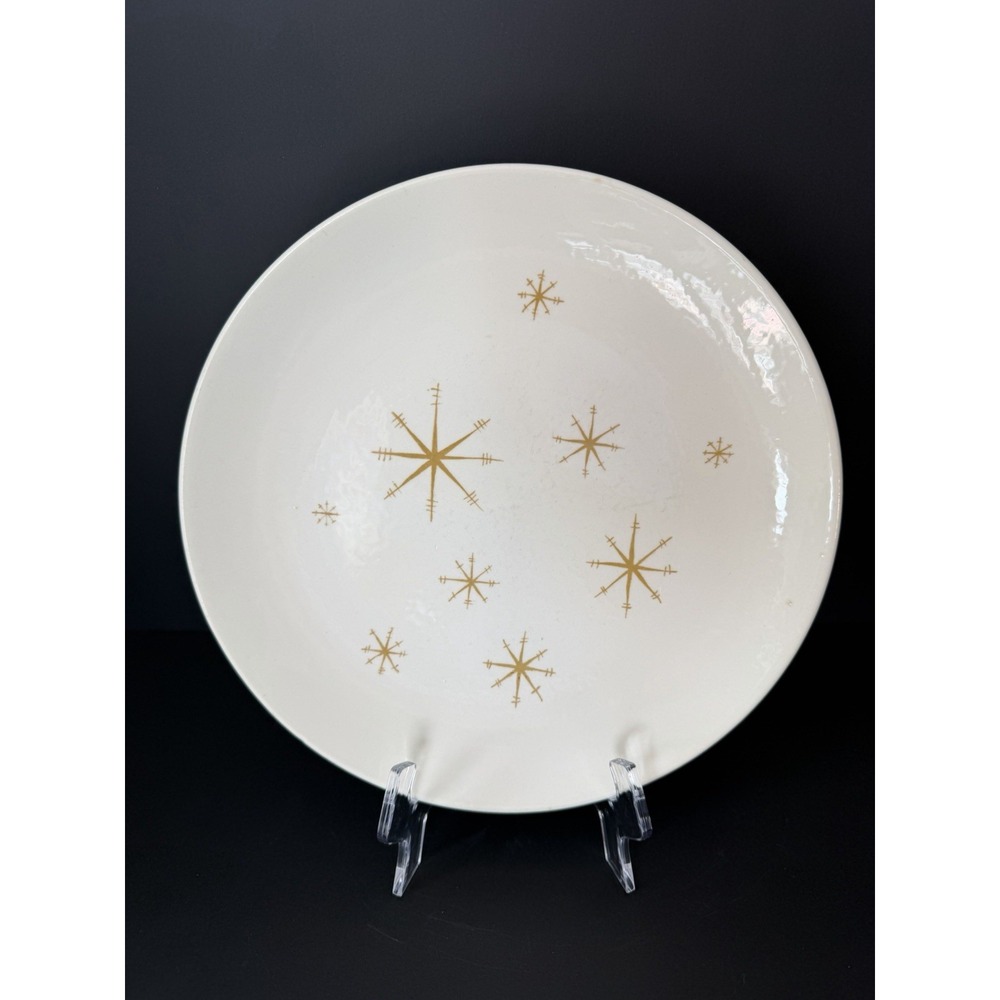 SG-PC3 Vintage Royal China Star Glow 10" Dinner Plate MCM Gold Atomic Starburst